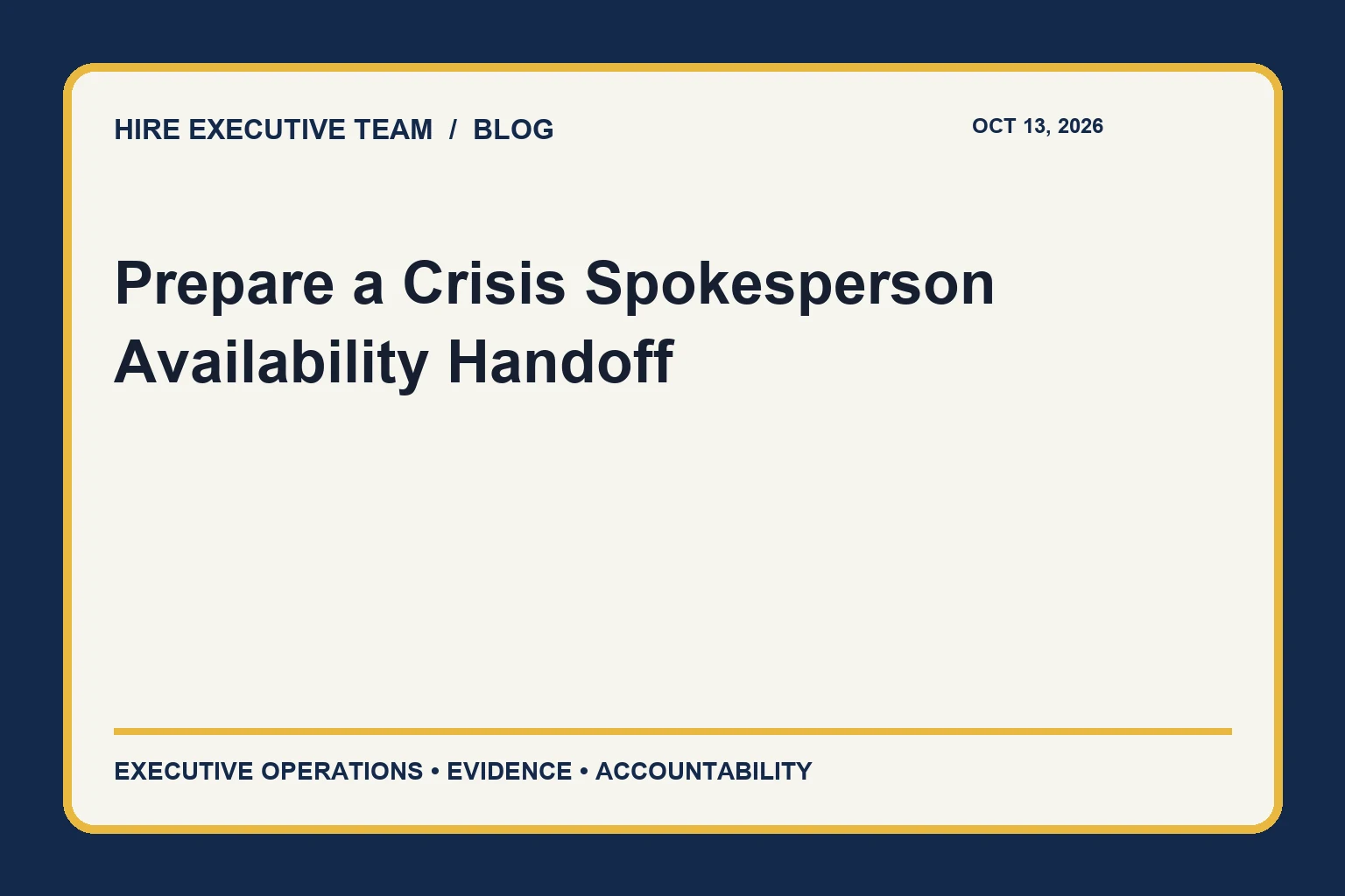 Prepare a Crisis Spokesperson Availability Handoff article illustration