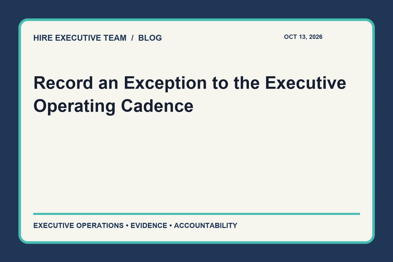 Record an Exception to the Executive Operating Cadence article illustration