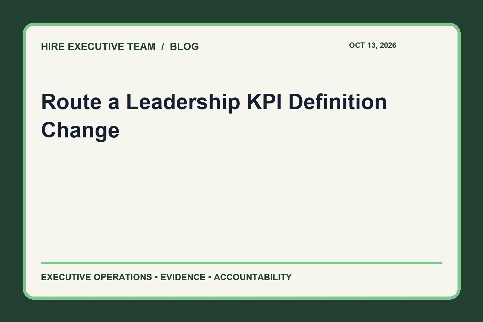 Route a Leadership KPI Definition Change article illustration
