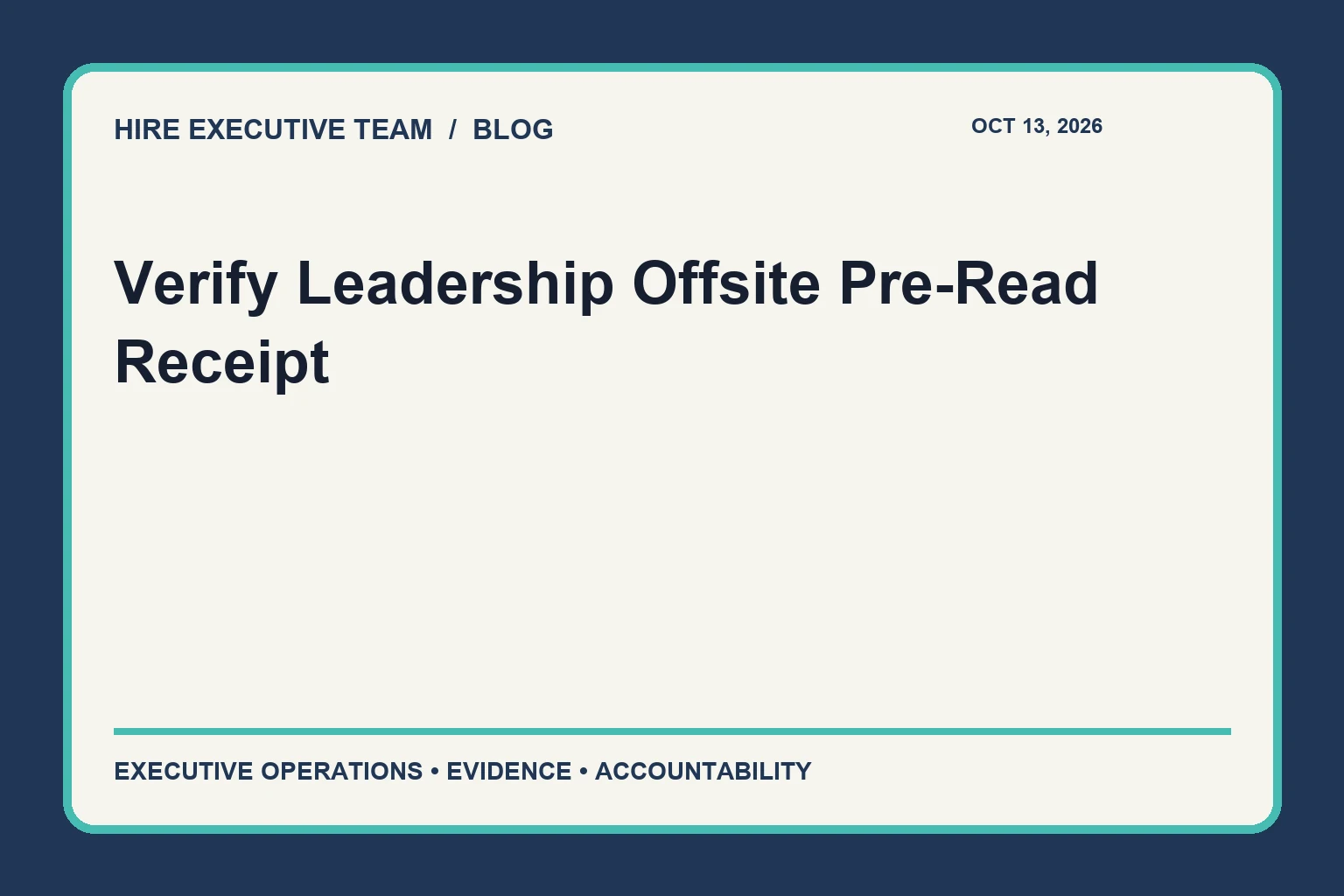 Verify Leadership Offsite Pre-Read Receipt article illustration